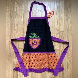 Disney Minnie Mouse Witch Spiderweb Black Orange Happy Halloween Chef Apron NWT
